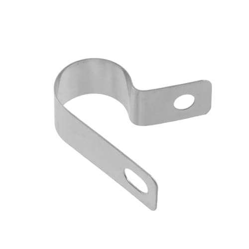 Antrader Stainless Steel Wire Fence Clips,Fencing Mounting Clips,100Pcs | Agricultural Fencing Fence Wire Clamps with Screws, - color: Silver Tone, size: 0.47 Inch