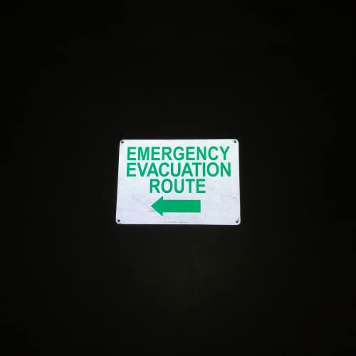 TRADESAFE Emergency Evacuation Route Sign - Evacuation Plan With Arrow Left, Quick Install Aluminum Safety Sign, Light Reflective, UV-Resistant, Waterproof, 14” X 10” Signs for Business - style: Emergency Evacuation Route Arrow Left