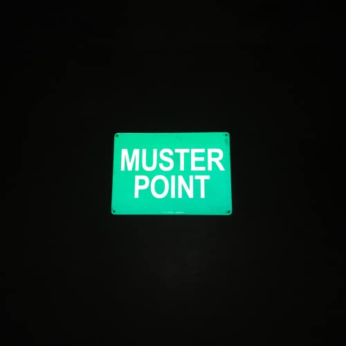 TRADESAFE Muster Point Sign - Quick Install Aluminum Safety Sign, Light Reflective, UV-Resistant, Waterproof, 14” X 10” Emergency Evacuation Area Signs for Business - style: Muster Point