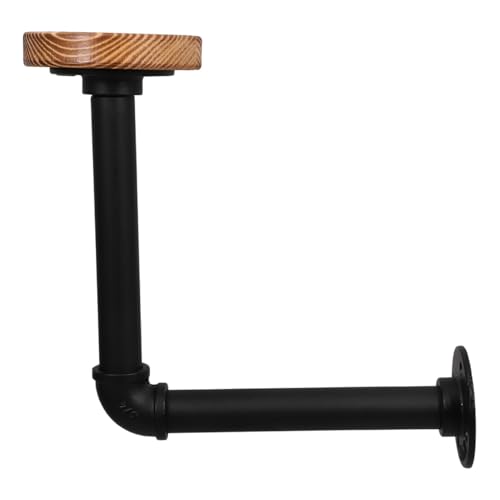 Uonlytech Industrial Metal Pipe and Wood Wall-mounted Hat Rack with Motorcycle Helmet Holder and Coat Hanger, Brown Wooden Hat Organizer for Baseball Caps and Jackets in Home Closet Storage