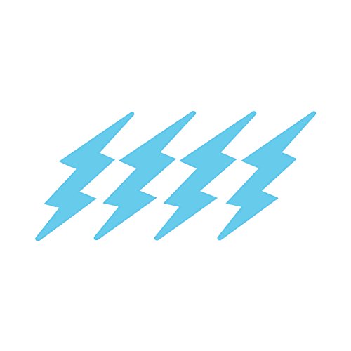 StickerDad Lightning Bolts Pack of 4 for Helmet, Windows, Walls, Bumpers, Laptop, Lockers (Light Blue, 3 Inches) - color: Light Blue