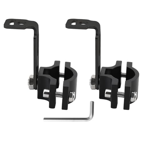 Windance 2pcs Light Bar Mounting Bracket 18.5-27mm/0.72-1.06 inch Aluminum Auxiliary Spotlight Tube Clamp Holder for Motorcycle Scooter Pit Bike ATV UTV Front Fork Bumper Roll Bar Roof Rack (Black) - color: Black