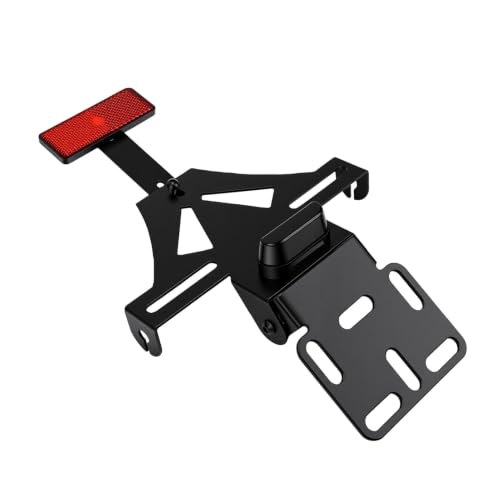 Aramox Motorcycle License Plate Holder with Integrated Tail Light Turn Signal Brackets and Reflector for Universal Fit Motorcycles Adjustable Angle Visibility