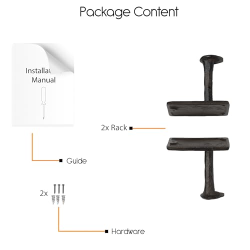 Rustic State Billow Wall Mount Cast Iron Hooks Coat Towel Bag Hat Hanger Multiuse Entryway Railroad Spike Rack Black Set of 2