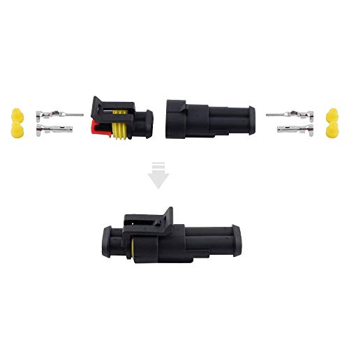 MUYI 10 Kit 2 Pin Way Waterproof Electrical Connector 1.5mm Series Terminals Water Resistend - style: 2pin connector(10 sets)