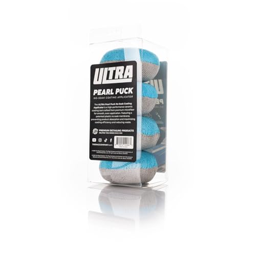 The Rag Company - Ultra Pearl Puck Applicator - Pearl Weave Microfiber with Patented No-Soak Barrier for Applying & Buffing Waxes, Coatings, & Cleaners, 4 Pack