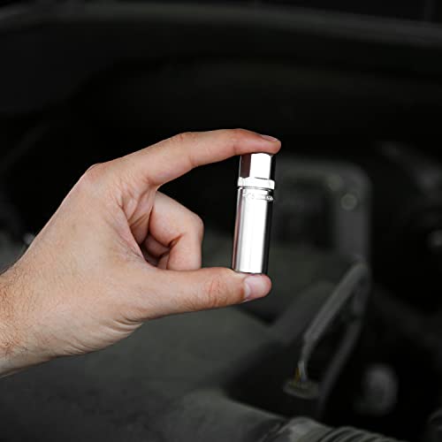 OEMTOOLS 22880 9/16" Magnetic Spark Plug Socket, 3/8" Drive, Alloy Steel, Magnetic Retention, Chrome Finish, For Domestic Vehicles, Easy ID Markings, Knurled Grip - style: 9/16 inch