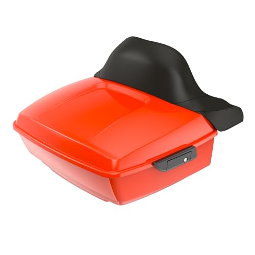 Advanblack King Tour Trunk Pack Compatible with Harley Touring CVO Road Glide, Street Glide, 2023.5 2024 2025 2026 Mounting Rack, Full Backrest & Trunk Liners (Blood Orange) - color: Blood Orange