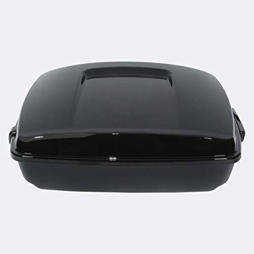 10.7" Chopped Luggage Trunk & Black Latch Backrest Fit For Harley 2014-2025 Touring Street Road Glide - color: Gloss Black Trunk + Small Backrest