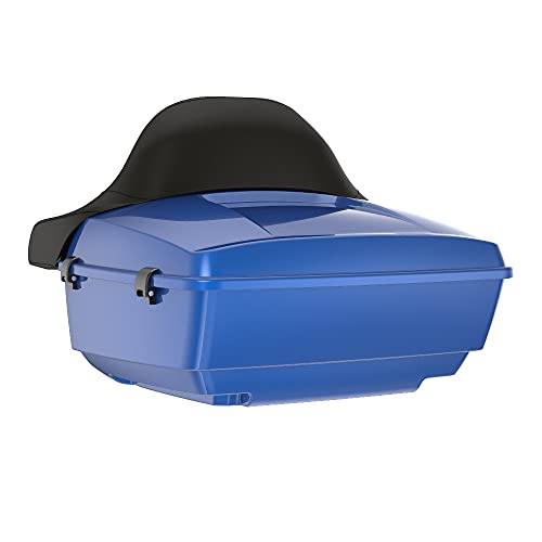 US Stock Advanblack King Tour Trunk Pack, Black Mount Bracket & Top Luggage Rack Fit for 2009-Later Harley Touring, Road Glide, Street Glide Special, Road King, Electra Glide (Superior Blue) - color: Superior Blue