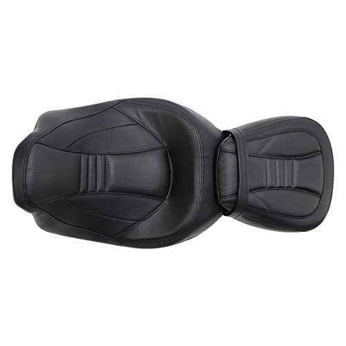 Motorcycle Seat For Harley SLMOTO Low-Profile 2-Up Seat Detachable Rider Passenger Pillion Leather Seat For Touring Road King Street Glide Road Glide Electra Glide CVO 2009-2023 - color: Style A Black