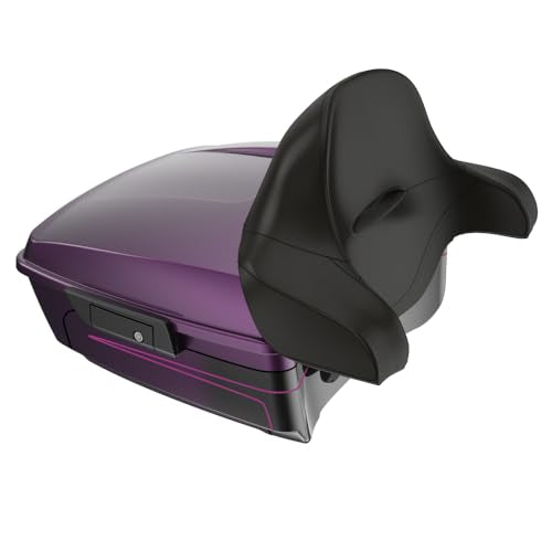 Advanblack 2025 Road Glide King Tour Trunk Pack Black Latch Wrap-Around Backrest Compatible with 1997-2025 Harley Touring Road Glide, Street Glide, Electra Glide (Poison Berry) - color: Poison Berry