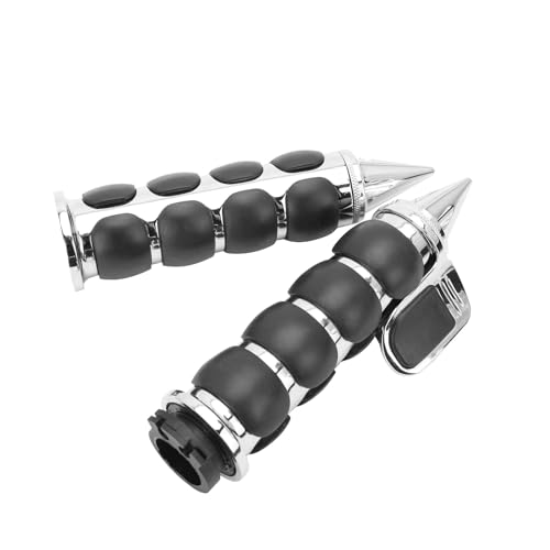DREAMIZER 25.4MM Motorcycle Handlebar Grips 1 inch Compatible with Honda Shadow Spirit 750 Valkyrie Fury VTX1300 VTX1800 VT400 VT750 VT1100 - Smooth - style: Piont-chrome With Big Throttle