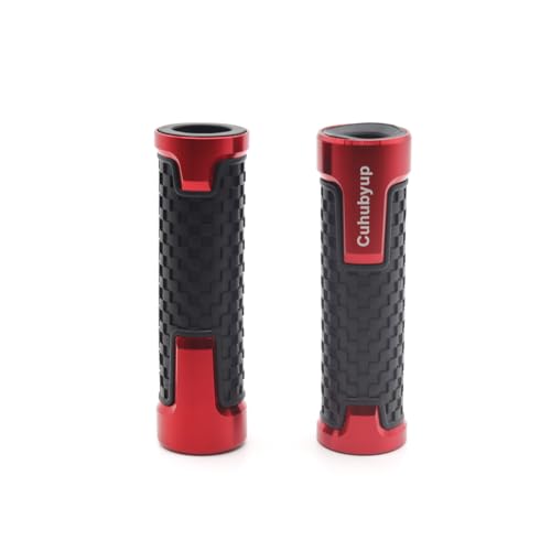 Motorcycle Handlebar Grips,CNC Aluminum Rubber Hand Grips Red