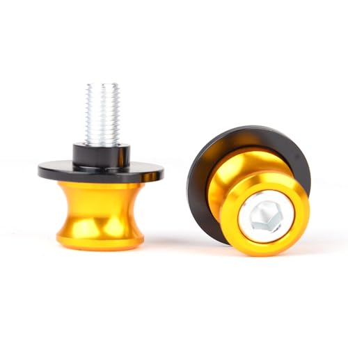 Goldfire 2pcs 10MM M10 X1.25 Motorcycle Swing arm Sliders Spools CNC Swing Arm Stand Screw for FZR 1000/600R/400 for Kawasaki Z750 /Z750S/ Z750R /ER-6F /ER-6N /Duke 125/200/390 (Yellow) - color: Yellow