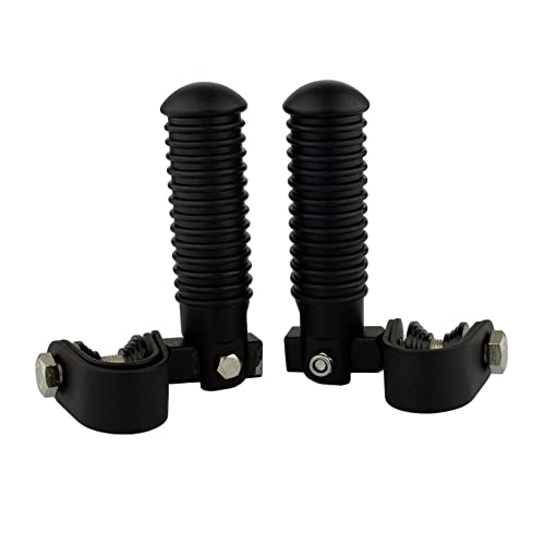 1" (25.4mm) -1.25" (32mm) Motorcycle Highway Engine Crash Bar Guard Foot Pegs Clamp Footrest Mount Rest Rubber For Harley Chopper Bobber Custom (Matte Black) - color: Matte Black