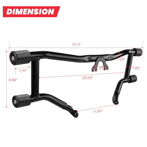 2014-2026 Front Engine Guard Crash Bar for Harley Touring Street Glide Road Glide Road King Electra Glide Ultra Classic, Gloss Black Flat Out Bar