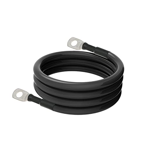 6 AWG Battery Cables 6 Gauge Battery Power Inverter Cable with 5/16 Inch Tinned Copper Lugs Both Ends for Solar Marine Boat RV Car Motorcycle 2 pcs (3FT) - size: 3FT