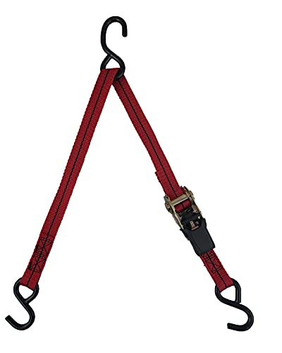 Cajun Tie Downs 3-Point Ratchet Tie Down Strap, Jet Ski, Sea Doo & Wave Runner Transom Straps, Vinyl S-Hooks, Made in USA, Red, 12 ft - color: Red, size: 12 Feet
