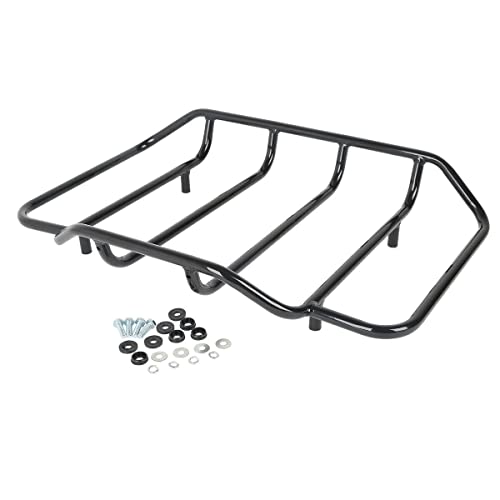 TCMT 13.7" King Motorcycle Trunk Box Black Latches Backrest Top Luggage Rack Set Fit For Harley 2014-2025 Touring CVO Road King Road Glide Street Glide Electra Glide Pack - color: Set A#2