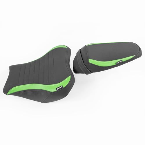 Motorcycle Driver Rider Rear Passenger Seat fit for Z900 Z 900 2017 2018 2019 2020 2021 2022 2023 2024 Pressure Relief Soft Pillion Saddle Cushion Pad, Green - color: Front & Rear - Green