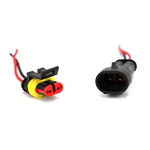 2 Pin Way Waterproof Electrical Connector Wire Harness 16 AWG Marine for Car, Truck, Boat, and Other Wire Connections 10 Pack - color: 10 Sets