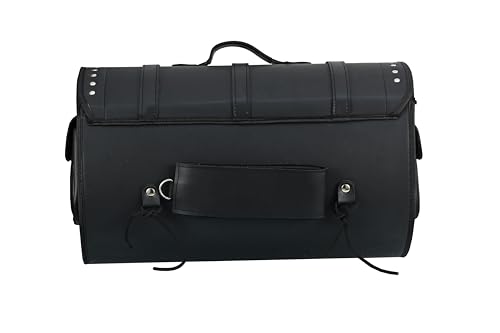 Vance Leather Studded PVC Motorcycle Tail Bag w Quick-Release Straps, Dual Side Pockets, Universal Fit Storage for Cruiser and Touring Motorcycles - style: Studded