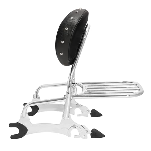 SLMOTO Motorcycle Quick Release Sissy Bar Passenger Backrest Pad Luggage Rack for Indian Chieftain Dark Horse 2016-2022 Roadmaster Classic 2017-2018 - color: Chrome Backrest + Black Sissy Bar