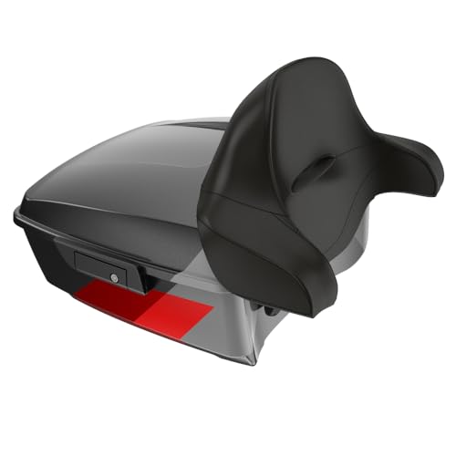 Advanblack 2025 Road Glide King Tour Trunk Pack Black Latch Wrap-Around Backrest Compatible with 1997-2025 Harley Touring Road Glide, Street Glide, Electra Glide (Hot Lap) - color: Hot Lap