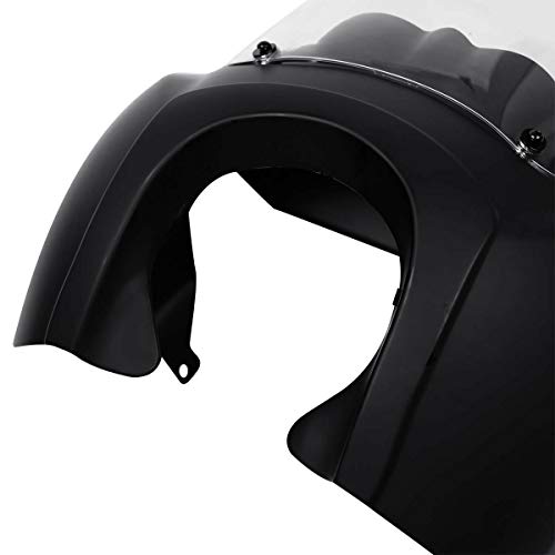Green-L Matte Black Pre-Drilled Front Upper Fairing 15" Clear Windshield Fit for Harley Dyna Low Rider FXDL 2007–2017 - color: Matte Black Fairing w/ Clear Windshield