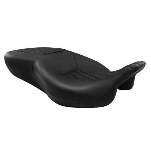 SLMOTO 2 Up Rider Passenger Seat fit for Harley Touring Road King Street Glide Road Glide Electra Glide 2009-2023 Driver Seat Cushion Black - color: B Style G Black Red Seat