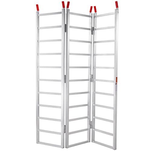 VEVOR Aluminum Ramps, 1500 lbs, Folding Loading Ramp with Load Straps, Tri-Fold Ramp for Motorcycles,UTVs, ATVs, Trucks, Lawnmowers, Snow Blowers, 77" L x 54" W, Sliver - size: 1500lbs