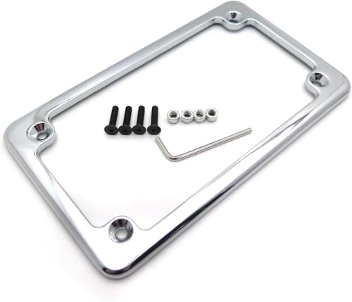 Billet Aluminum Motorcycle License Plate Frame 7x4 Inch Black Finish Fits Custom Chopper Springer Mini Bike Universal Axle Mount Applications - color: Chrome, size: Classic