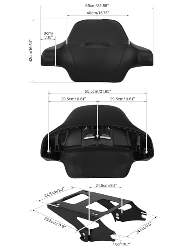 Vivid Black King Luggage Pack Trunk Backrest Mount Rack Plate Fit for 2014-2025 Harley Touring Road King Street Electra Glide and Select CVO Models - color: Black King Trunk Backrest #01