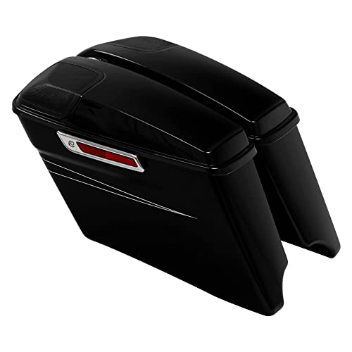 HR3 Vivid Black (Pinstripe) 4" Stretched Hard Saddlebags w/Speaker Lids Compatible with 2015-2016 Road Glide Special FLTRXS Street Glide Special FLHXS (Replace for OEM) - color: Vivid Black (Pinstripe)
