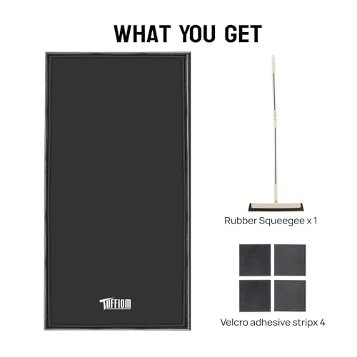 TUFFIOM 7'9" x 18' Containment Mat with Squeegee, Garage Floor Mats for Under Car, Heavy Duty Waterproof Car Parking Mats for Snow Ice Rain Mud Oil - size: 7'9" x 18'