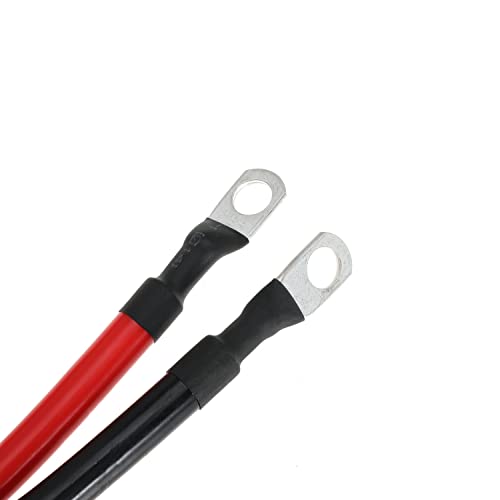 4 AWG Battery Cable 4AWG Gauge Pure Copper Battery Inverter Cables with 3/8 in Lugs Both Ends Power Inverter Wire Set for Automotive Solar Marine Boat RV Car Motorcycle Red and Black (2FT) - size: 2ft