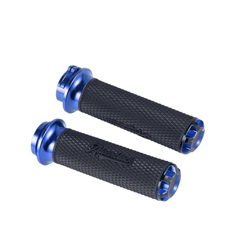 Advanblack AXION Performance Grips, Cable Throttle Hand Grips Compatible with Harley Touring Road Glide Street Glide, Softail - color: Blue