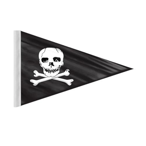 AGAS Jolly Roger Pennant Pirate Motorcycle Flag 6x9 inch - Double-Sided Printed 2-Ply Durable Knitted Polyester - 0.75 inch Sleeve- Fits on 3/8" Mount Pole - color: Jolly Roger Pennant