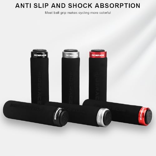 Bike Handlebar Grips,Single Lock On Anti-Slip Foam Mountain Bike Grips,Shock-Absorbing Comfortable,for MTB/BMX/Folding Bicycle - color: BLACK