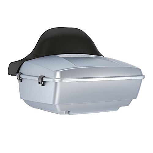 Advanblack King Tour Trunk Pack, Black Mount Bracket & Top Luggage Rack Fit for 2009-Later Harley Touring, Road Glide, Street Glide Special, Road King, Electra Glide (Barracuda Silver Denim) - color: Barracuda Silver Denim