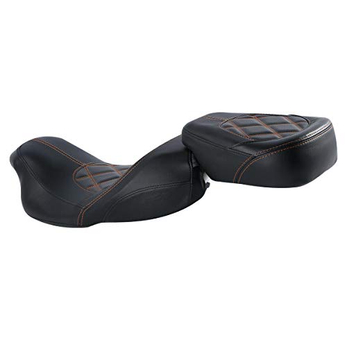 Low-Profile Driver Seat Pillion Leather Passenger Pad Seat Fit for Harley Street Glide Road Glide Road King Ultra Limited 2009-2023 - color: Seat Orange