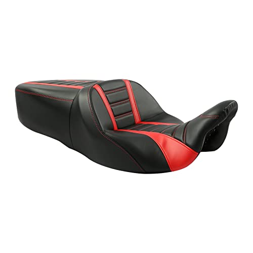C.C. RIDER GEL Seat Hammock Driver Passenger Seat Fit for Harley Touring 2009-2023 Road King Street Glide Road Glide Electra Glide - color: Red *Gel