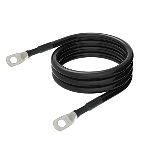 6 AWG Battery Cables 6 Gauge Battery Power Inverter Cable with 5/16 Inch Tinned Copper Lugs Both Ends for Solar Marine Boat RV Car Motorcycle 2 pcs (4FT) - size: 4FT