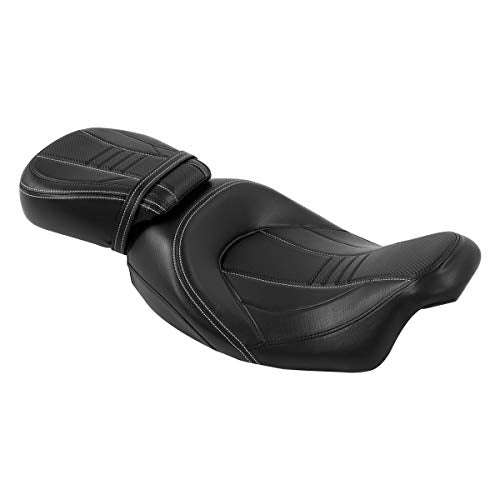 SLMOTO Two-up Front Rear Driver Passenger Seat Detachable Motorcycle Driver & Passenger Motorcycle Seat Fit for Harley Touring Road King Special FLHRXS Black White - color: StyleA Black White Seat