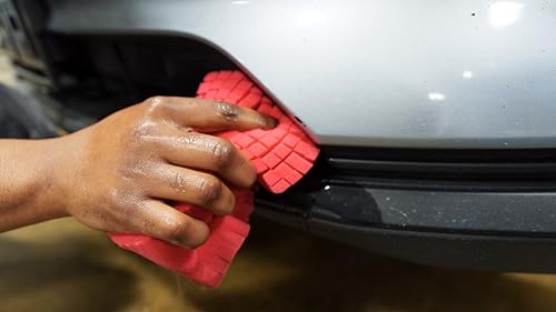 Optimum Big Red Sponge 2.0 Better Grip and Access Tight Spaces - Safe for All Paint Types, Use for Rinseless Car Wash and Car Wash Soap, Made in USA