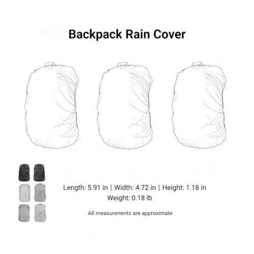 Backpack Rain Cover with Reflective Strips, Polyester Pack Cover for Hiking and Cycling, Black (1 PC)