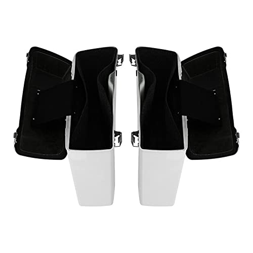 TCMT Hard Saddle bags Saddlebag Trunk & Liners Carpet Insert Fits For Harley Touring Road King Road Street Glide Ultra Classic FLHT FLHR FLHX 1994-2013 - color: White Chrome Latches#B