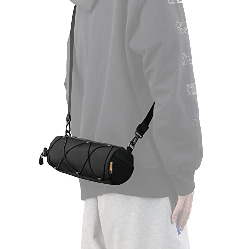 Rhinowalk Bike Handlebar Bag, Bicycle Front Bag Shoulder Bag Storage Bag with Shoulder Strap for Road Mountain Bike Cycling Travel - color: Black