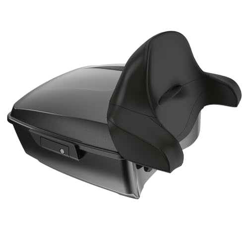 Advanblack 2025 Road Glide King Tour Trunk Pack Black Latch Wrap-Around Backrest Compatible with 1997-2025 Harley Touring Road Glide, Street Glide, Electra Glide (Raven Fade) - color: Raven Fade